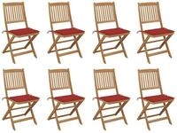 vidaXL Gartenstuhl Klappbare Gartenst&uuml;hle mit Kissen 8 Stk. Massivholz (8 St)