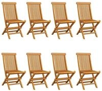 vidaXL Gartenstuhl, Outdoor St&uuml;hle mit Blauen Kissen 8 Stk. Massivholz Teak