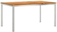 vidaXL Gartentisch Esstisch 150x90x75 cm Massives holz und Edelstahl (1-St)