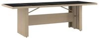 vidaXL Gartentisch Gartentisch mit Glasplatte Beige Poly Rattan & Hartglas (1-St)