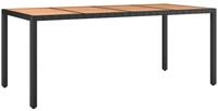 vidaXL Gartentisch Gartentisch mit Holzplatte Schwarz Poly Rattan & nholz (1-St)