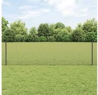 vidaXL Zaun, Zaun mit Pfosten Grau 0,6 x 25 m Stahl und PVC