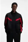 HUGO Sweatjacke Darti Stehkragen, Relaxed Fit, Logo-Tape schwarz L (50)
