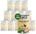 Fresco Dog NassBarf Premium Hundefutter Nass 12 x 400g, Huhn mit Zucchini, Mango &