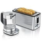Arendo Fr&uuml;hst&uuml;cks-Set Edelstahl Wasserkocher 1,5l, 4-Scheiben Langschlitz Toaster,