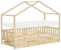 ML-DESIGN Spielbett Hausbett Kinderbett inkl. 2 Schubladen, Lattenrost und