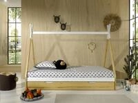 Vipack Kinderbett TIPI, Kiefer massiv, 2-farbig lackiert, mit Rolllattenrost (B/H/T