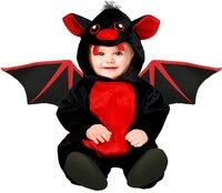 Fiestas Guirca Kost&uuml;m, Fledermaus Halloween Baby Kapuzenoverall Schwarz Rot Fl&uuml;gel