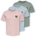 KIDS ONLY T-Shirt KOGREXI HEART REG. SS TOP 3-PACK JRS (Packung, 3-tlg)