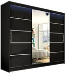 MIRJAN24 Kleiderschrank Aston VI (mit Schiebet&uuml;ren und Spiegel) 250x215x58 cm,