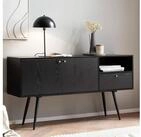FINEBUY Sideboard FB100035 (Eiche-Dekor Schwarz, 140x75x40 cm Anrichte), Hoher
