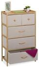 relaxdays Kommode Bambus Kommode 5 Schubladen (1 St), Beige