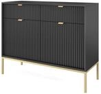 Selsey Sideboard VELLORE, 2-t&uuml;rig mit geriffelten Fronten und goldenem Gestell