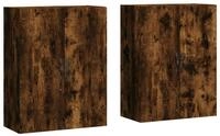 vidaXL Sideboard, Wandschr&auml;nke 2 Stk. R&auml;uchereiche Holzwerkstoff