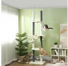 PawHut Kratzbaum Deckenhoch, 225-255 cm, mit H&auml;ngematten, Kratzst&auml;mmen, Korb,