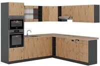 Vicco Winkelk&uuml;che R-Line, Artisan Eiche/Anthrazit, 237 x 247 cm, AP Eiche