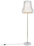 Qazqa Stehlampe Kaso, ohne Leuchtmittel, E27, Cr&egrave;me, Retro, Stahl, 1-flammig