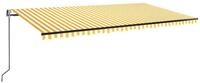 vidaXL Markise Automatische Markise mit LED & Windsensor 600x350 cm Gelb/Wei&szlig;