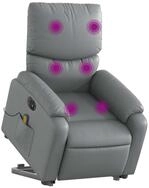 vidaXL Sessel Massagesessel mit Aufstehhilfe Elektrisch Grau Kunstleder (1-St)