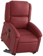 vidaXL Sessel Massagesessel mit Aufstehhilfe Weinrot Kunstleder (1-St)