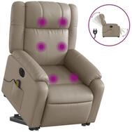 vidaXL Massagesessel, Relaxsessel mit Aufstehhilfe Elektrisch Cappuccino Kunstleder