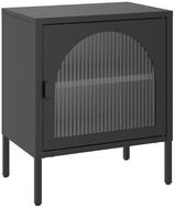 vidaXL Nachttisch Nachttisch Schwarz 50x35x60 cm Glas und Stahl (1-St)