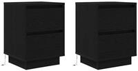 vidaXL Nachttisch Nachttische mit LED-Leuchten 2 Stk. Schwarz 38x34x50 cm (2-St)