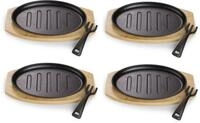 ECHTWERK Servierpfanne 4x Pf&auml;nnchen "Oval" Grillstreifen, Gusseisen (Set,...
