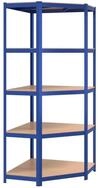 vidaXL Schwerlastregal Eckregal mit 5 B&ouml;den Blau Stahl & Holzwerkstoff, 1-tlg.