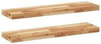 vidaXL Regal Schweberegale 2 Stk. 80x20x4 cm Massivholz &Ouml;lbehandelt, 2-tlg.