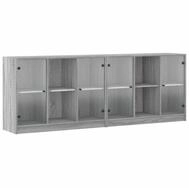 vidaXL Sideboard B&uuml;cherschrank mit T&uuml;ren Grau Sonoma 204x37x75 cm...