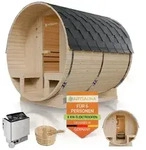 Artsauna Fasssauna Spitzbergen 220 mit zwei B&auml;nken, BxTxH: 185 x 220 x 190 cm,...