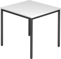 HAMMERBACHER Konferenztisch Besprechungstisch Rundfu&szlig; 80x80 Wei&szlig;/Schwarz