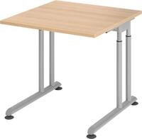 HAMMERBACHER Schreibtisch Schreibtisch C-Fu&szlig; 80x80cm Eiche/Silber