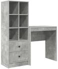vidaXL Schreibtisch Schreibtisch mit Schubladen mit Regal 2 pcs Beton Grau...