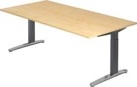 HAMMERBACHER Schreibtisch Schreibtisch C-Fu&szlig; 200x100cm Ahorn/Graphit-Alu...