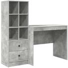 vidaXL Schreibtisch Schreibtisch mit Schubladen mit Regal 2 pcs Beton Grau...