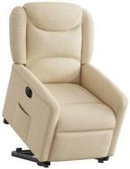 vidaXL Sessel Relaxsessel mit Aufstehhilfe Elektrisch Creme Stoff (1-St)