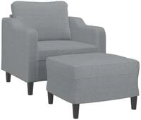 vidaXL Sofa Sessel mit Hocker Hellgrau 60 cm Stoff