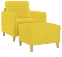vidaXL Sofa Sessel mit Hocker Hellgelb 60 cm Stoff