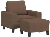 vidaXL Sofa Sessel mit Hocker Braun 60 cm Stoff