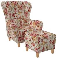 Supellex Ohrensessel Sofia Relaxsessel mit Hocker &ndash; Pfingstrose