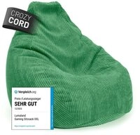 Lumaland Sitzsack Gaming-Sitzsack Cord 350l dunkelgr&uuml;n, supersofte F&uuml;llung