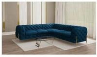 S-Style M&ouml;bel Ecksofa Ashley, Chesterfield mit Goldenen Metall F&uuml;&szlig;en, mit