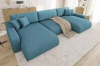 S-Style M&ouml;bel Wohnlandschaft Emma mit Schlaffunktion und Bettkasten in...
