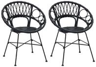 vidaXL Esszimmerstuhl Esszimmerstuhl 2 pcs Rattan und Eisen Schwarz 54 x 65 x 82 cm