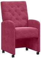 vidaXL Esszimmerstuhl Esszimmerst&uuml;hle mit Rollen 2 pcs Weinrot 58 x 67 x 97 cm Samt