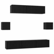 vidaXL TV-Schrank TV-Schrankset 7 pcs Schwarz Eichen-Optik Holzwerkstoff (7-St)