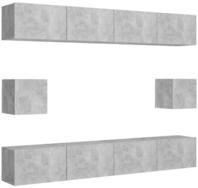 vidaXL TV-Wand, 6-tlg. TV-Schrank-Set Betongrau Holzwerkstoff