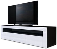 Vladon Lowboard Valencia (TV-Kommode, mit 1 offenem Fach und 2 Klappen), Schwarz
